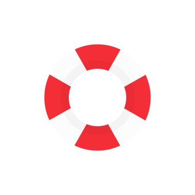 Kırmızı ve beyaz yüzme lastik halkası. Yüzen can simidi vektörü beyaza izole edildi. Yaz tatili şamandırası illüstrasyonu.