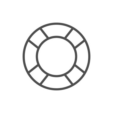 Lastik halka çizgisi düz siyah ikon. Lifesaver vektör çizimi beyaza izole edildi.