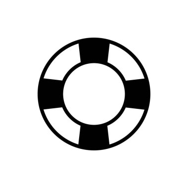 Lifesaver siyah simgesi. Plastik halka vektör çizimi beyaza izole edildi. 