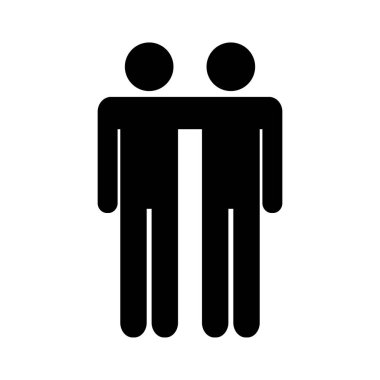 Arkadaş ikonu. LGBT vektör çizimi. İki adam yan yana duruyor. Geyler beyaz üzerine izole edilmiş sembol.