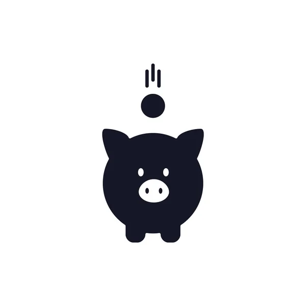 Piggy Bank Icoon Zwarte Varkensbank Met Muntvorm Vector Illustratie Geïsoleerd — Stockvector