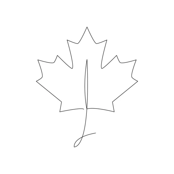 Maple leaf line art icon. One line black leaf outline vector illustration isolated on white