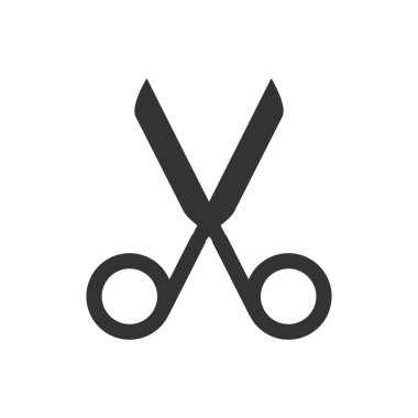 Makas siyah ikon. Beyaz üzerinde izole edilmiş makas sembolü vektör illüstrasyonu.