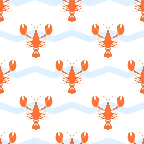 Lobster Pattern Seamless Vector Illustration White Background Cartoon Cute Lobster — Stock Vector