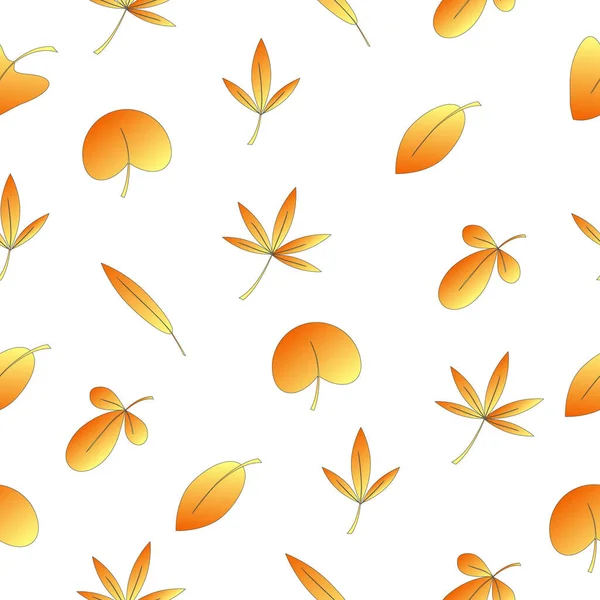 Modèle Sans Couture Feuilles Automne Fond Blanc — Image vectorielle