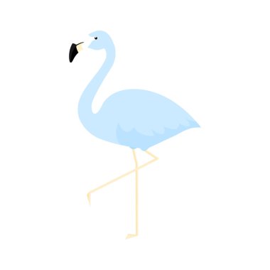 Mavi sevimli flamingo. Flamingo karikatür vektör çizimi beyaz arkaplanda izole edildi