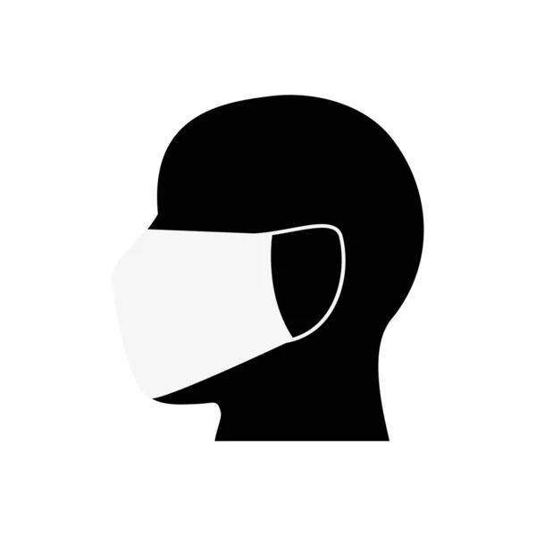 人头戴口罩图标 防空气污染 防流感 防灰尘 — 图库矢量图片