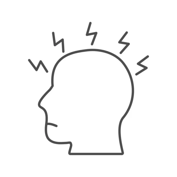 Ημικρανία Γραμμική Εικόνα Ανθρώπινο Κεφάλι Αστραπή Έννοια Σύμπτωμα Γρίπης Μπουλόνι — Διανυσματικό Αρχείο