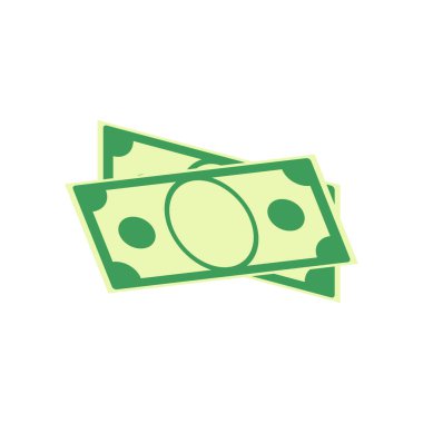 Dolar banknot ikonu. Bir yığın nakit sembolü. Finans konsepti çizimi düz biçimde beyaza izole edildi.