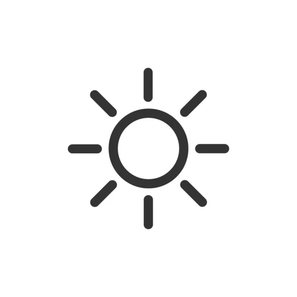 Икона Солнца Векторная Иллюстрация Яркости Солнца Черный Очертания Изолирована Белом — стоковый вектор
