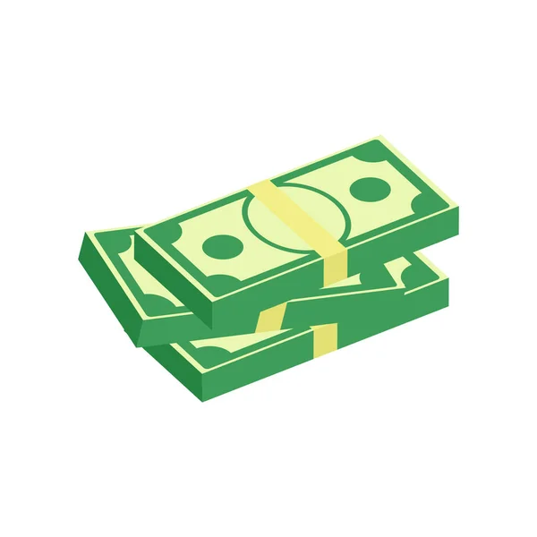 Dollar Bill Icon Stack Cash Symbol Business Finance Isometric Illustration — Stock Vector