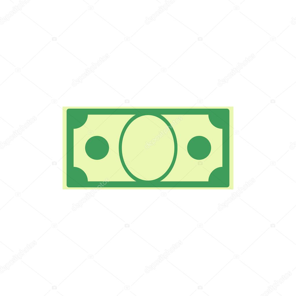 Dollar bill icon. Stack of cash symbol. Finance concept illustration isolated on white in flat style.