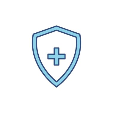 Bağışıklık sistemi virüsü mavi ikonu. Virüs koruma sembolü vektörü beyaza izole edildi. Kalkan doğrusal illüstrasyon. Anti bakteriyel koruma kavramı.