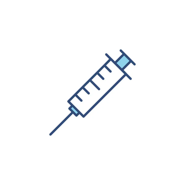 Şırınga Çizgisi Mavi Ikonu Aşı Illüstrasyonu Beyaz Arkaplanda Izole Edildi — Stok Vektör