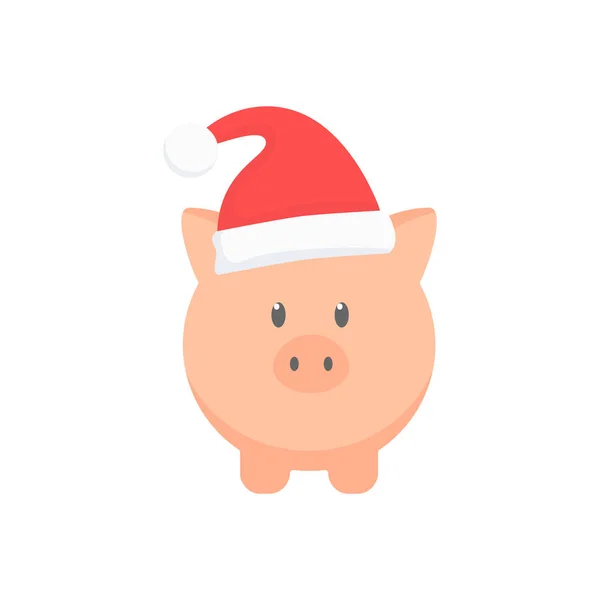 Cochon Bande Dessinée Avec Illustration Vectorielle Chapeau Père Noël Mignon — Image vectorielle
