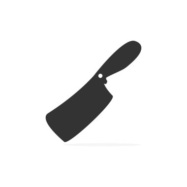 Bıçak vektör simgesi. Siyah ana hatlı yemek sembolü beyaza izole edilmiş. Akut bıçak silueti mutfak ekipmanları.