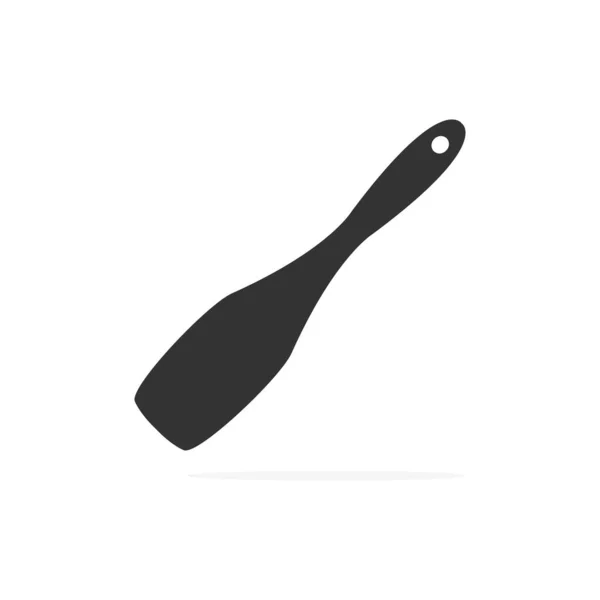 キッチンへらブラックアイコン 黒のアウトライン調理シンボルベクトルイラストは白で隔離 スパチュラシルエットキッチン機器 — ストックベクタ