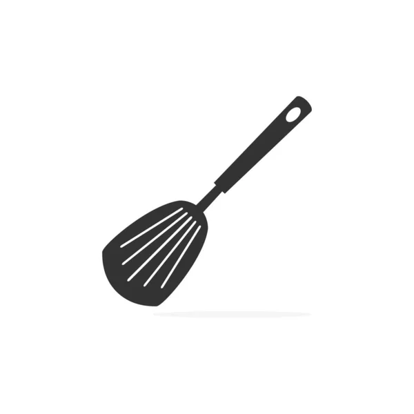 Keuken Spatel Zwart Pictogram Zwarte Omtrek Koken Symbool Vector Illustratie — Stockvector