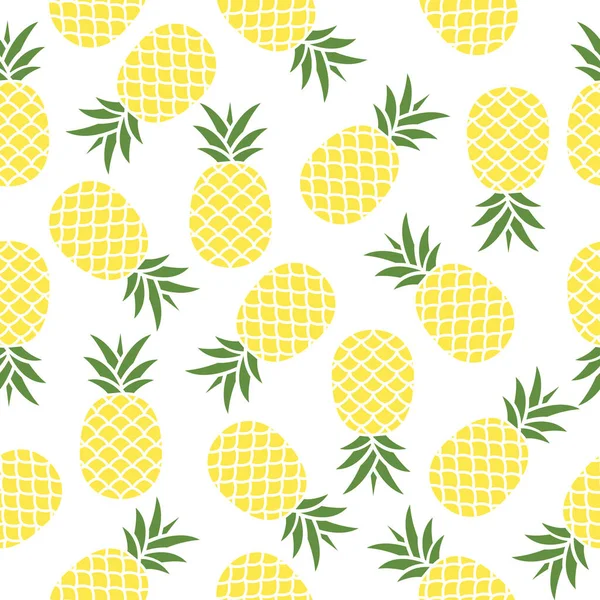 Seamless Pineapple Pattern Vector Illustration White — Stock Vector