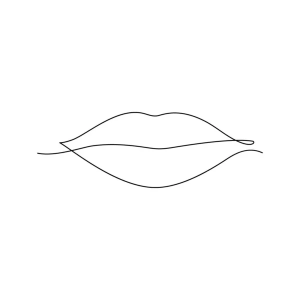 Continu Een Lijn Kunst Vrouwelijke Lippen Pictogram Vector Illustratie Geïsoleerd — Stockvector