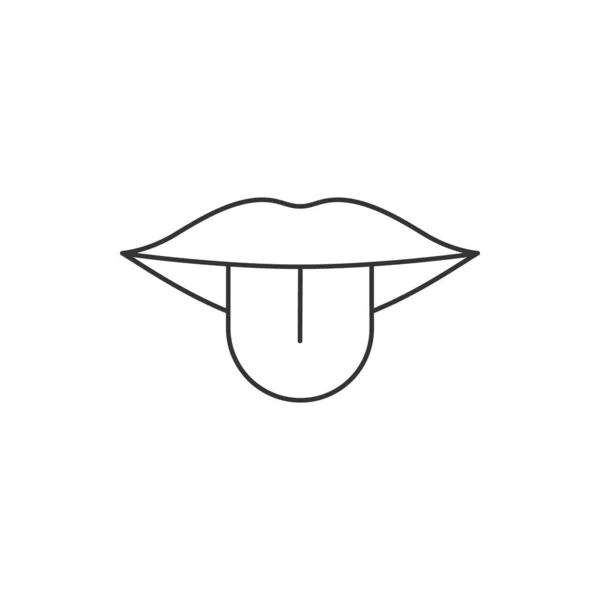Tong Lippen Lijn Pictogram Vector Illustratie Geïsoleerd Wit — Stockvector