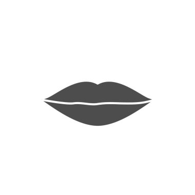 Dudakları siyah simge çizgisi. Dudaklar siluet vektör çizimi beyaz üzerinde izole.