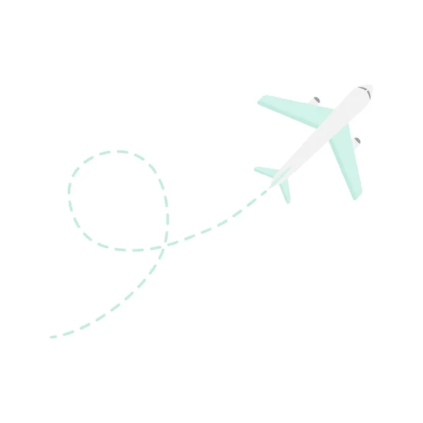飛行機のカラフルなアイコン 飛行機の線経路ベクトル図出発点と白の背景に隔離された線トレースと飛行経路の — ストックベクタ