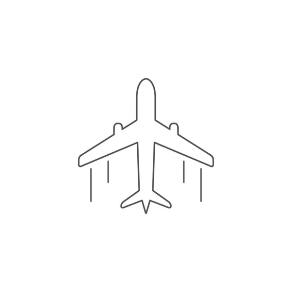 平面線のアイコン 飛行機ブラックアウトラインベクトルイラスト白に隔離 — ストックベクタ