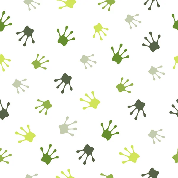 Nahtloses Muster Mit Grünen Froschspuren Tierischer Fuß Bunte Ikone Vektor — Stockvektor