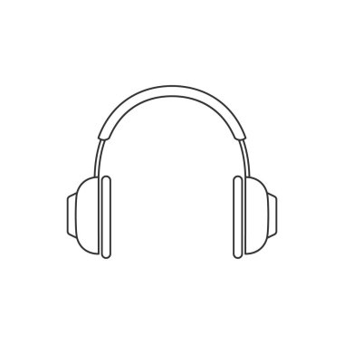 Kulaklık çizgisi simgesi. Kablosuz sembol doğrusal vektör çizimi beyaza izole edildi.