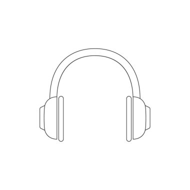 Kulaklık çizgisi simgesi. Kablosuz sembol doğrusal vektör çizimi beyaza izole edildi.