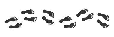 Line of foot black icon set. Bare human foots vector illustration. People footprint track silhouette. clipart