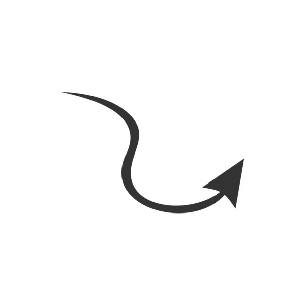 Doodle Arrow Icon Black Handmade Curve Arrow Vector Illustration Isolated — Stock Vector