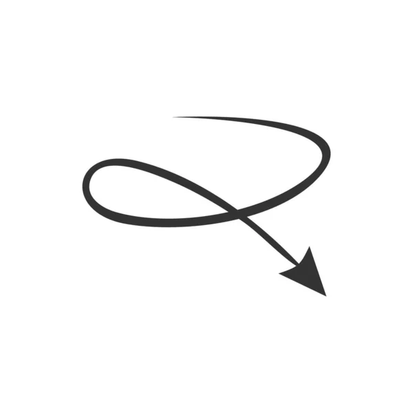 Doodle Pfeil Symbol Schwarze Handgefertigte Kurve Pfeil Vektor Illustration Isoliert — Stockvektor