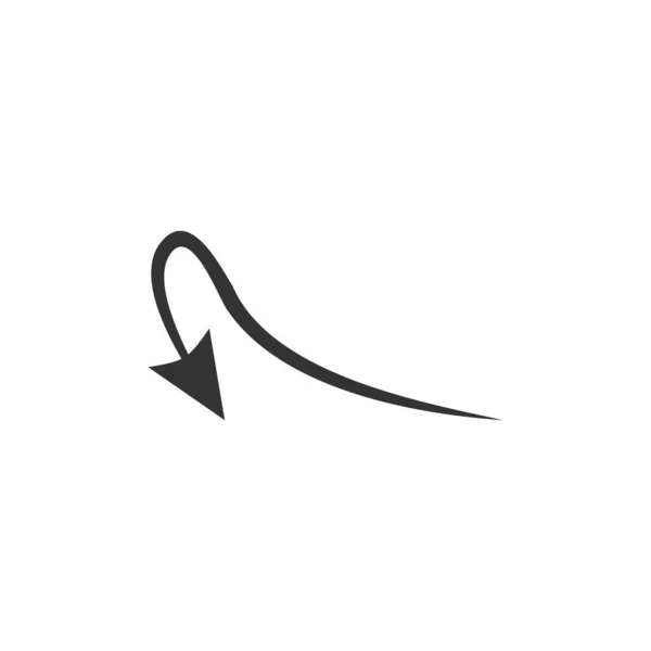 Значок Стрелкой Черная Ручная Иллюстрация Вектора Стрелки Кривой Изолированные Белом — стоковый вектор