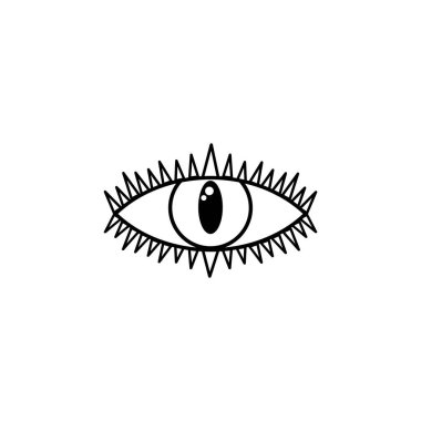 Göz siyahı simgesi. Esrarengiz mistik göz sembolü. Esrarengiz işaret. Vektör illüstrasyonu beyazda izole edildi.