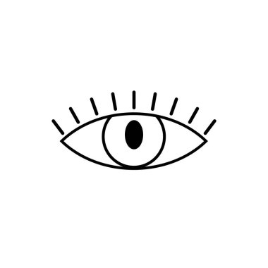 Göz siyahı simgesi. Esrarengiz mistik göz sembolü. Esrarengiz işaret. Vektör illüstrasyonu beyazda izole edildi.