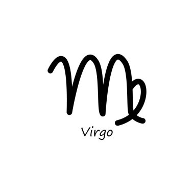 Başak simgesi. Zodiac çizgisi siyah sembolü. Vektör beyazda izole edildi.