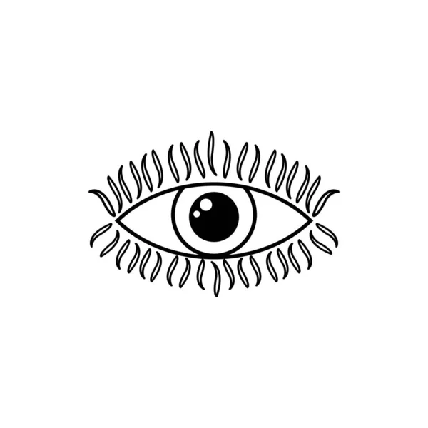 アイブラックのアイコン 神秘的な目のシンボルを崇拝する 正真正銘 白地に独立したベクトル図 — ストックベクタ