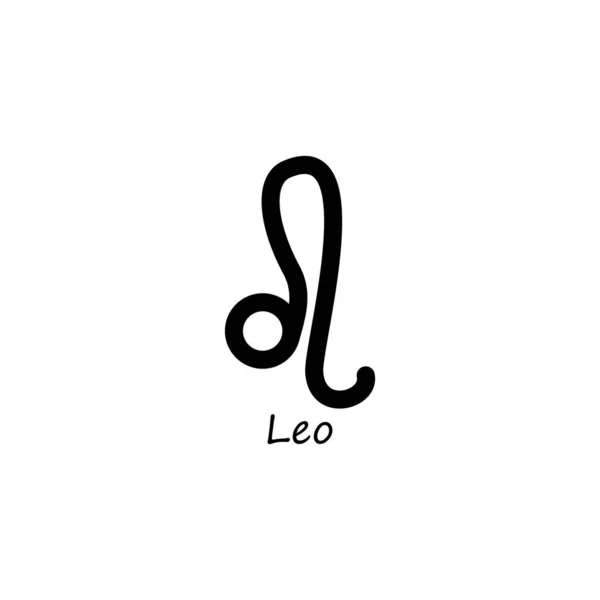 Leo Icoon Zodiac Lijn Zwart Symbool Vector Geïsoleerd Wit — Stockvector