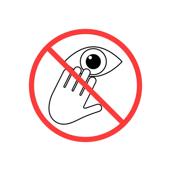 请勿触摸眼线图解 禁止线标志 在白色上孤立的考罗那威斯概念 Covid 19禁令 — 图库矢量图片