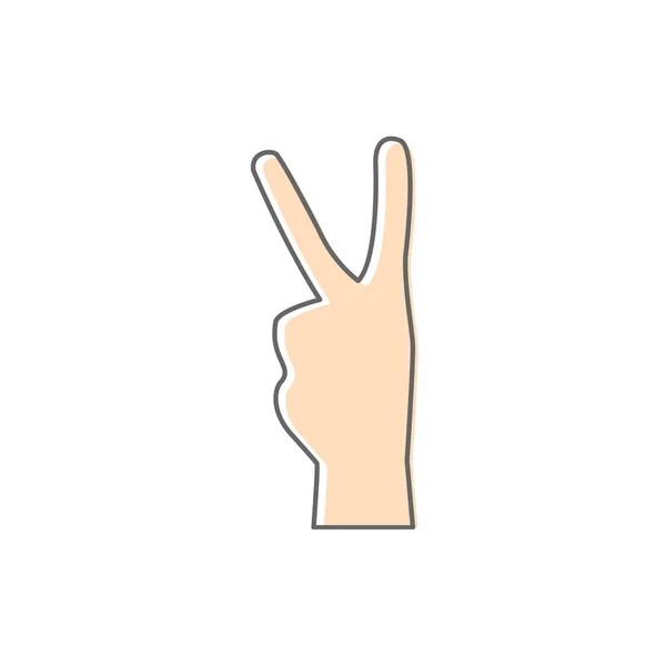 Handgesten Symbol Victory Hand Symbol Friedenszeichen Vektorillustration Bunte Armsilhouette — Stockvektor