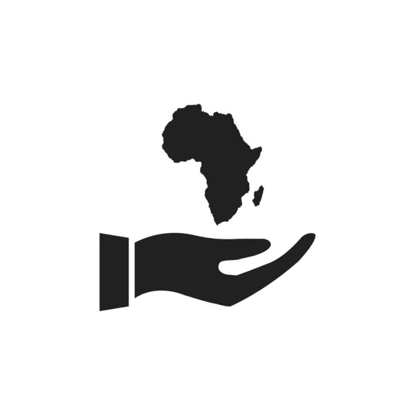 Icona Africa Tenuta Mano Profilo Del Continente Nero Sul Braccio — Vettoriale Stock