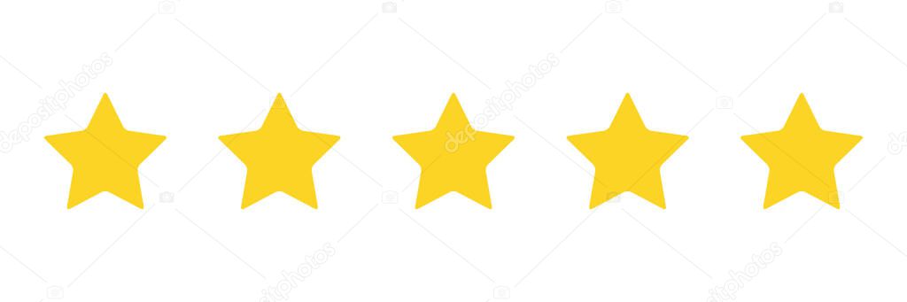 Star yellow rate set icon. 5 star rating vector illustration isolated on white. Review concept.