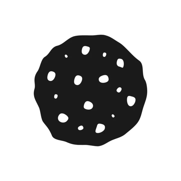 Ikona Čokolády Černý Symbol Sušenek Obrázek Vektoru Potravy — Stockový vektor