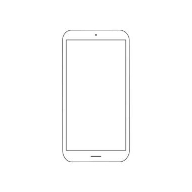 Akıllı telefon hattı simgesi. Cep telefonu beyaz arkaplanda izole edilmiş modern doğrusal vektör illüstrasyonunu oluşturur.