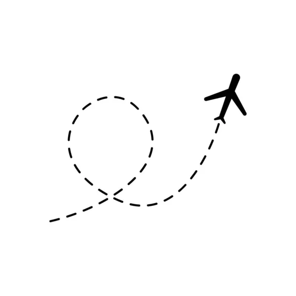 Icône Vectorielle Trajectoire Avion Illustration Route Vol Avion Avec Point — Image vectorielle