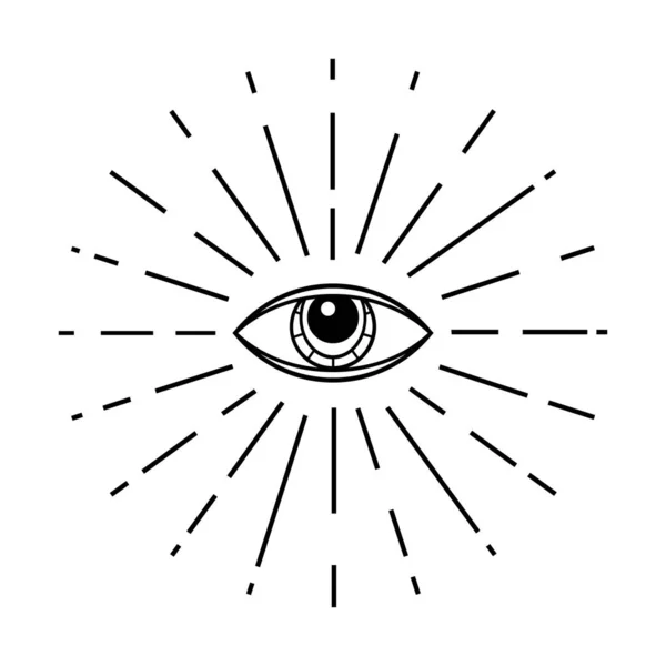 Olho Mundo Humano Com Raios Logotipo Illuminati Símbolo Ordem Mundial — Vetor de Stock