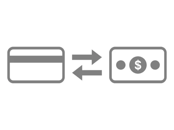 信用卡和货币图标 汇率融资矢量说明 撤出和补充概念 — 图库矢量图片