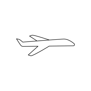 Uçak hattı siyah ikonu. Düzlemsel sembol vektör çizimi beyaza izole edildi.